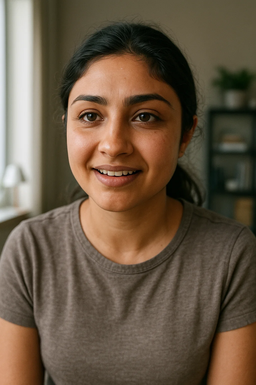 Live interview participant — Preethi B. on a video call